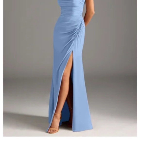 Azazie Dresses & Skirts - Azazie Light Blue Maxi Dress with Front Slit
